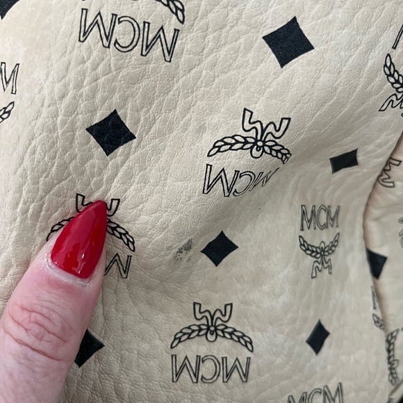 MCM Stark Side Studded Canvas Large Backpack Beige - Picture 9 of 9